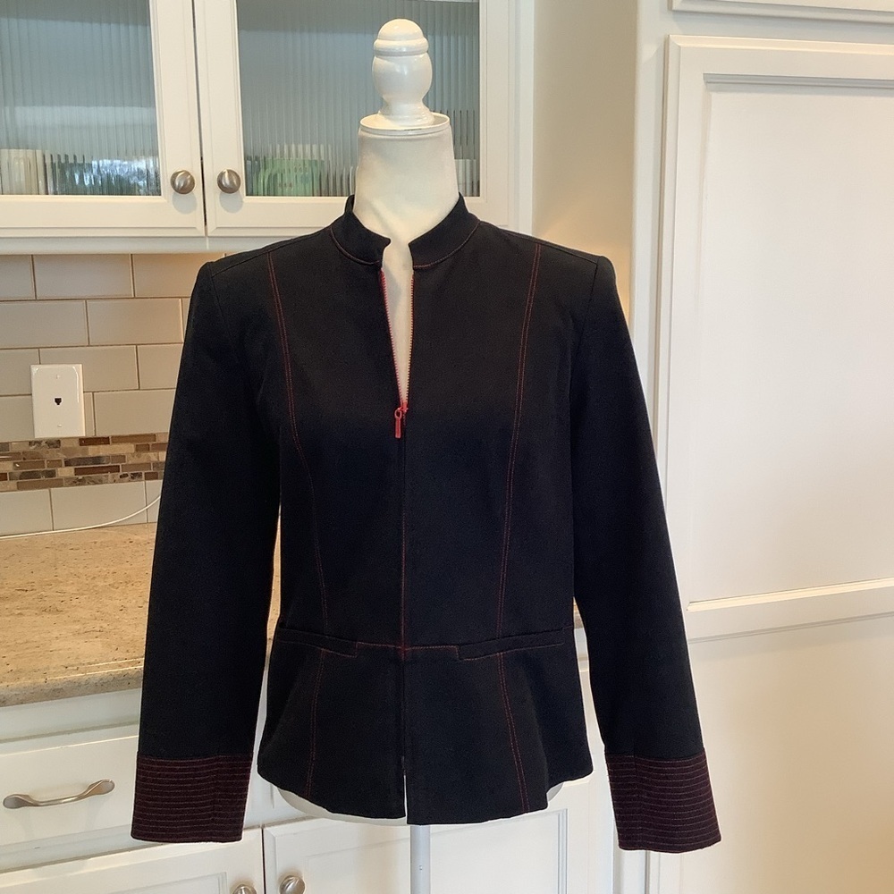 Elliott Lauren Black Blazer with Red Stitching Size 8 Jacket